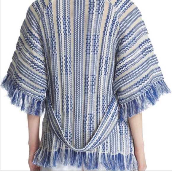 Tory Burch Gwen Fringe Trim Linen Tunic sz XS - Picture 2 of 9